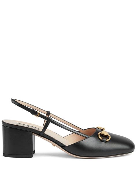 gucci embossed leather pumps brown|Gucci slingback pumps.